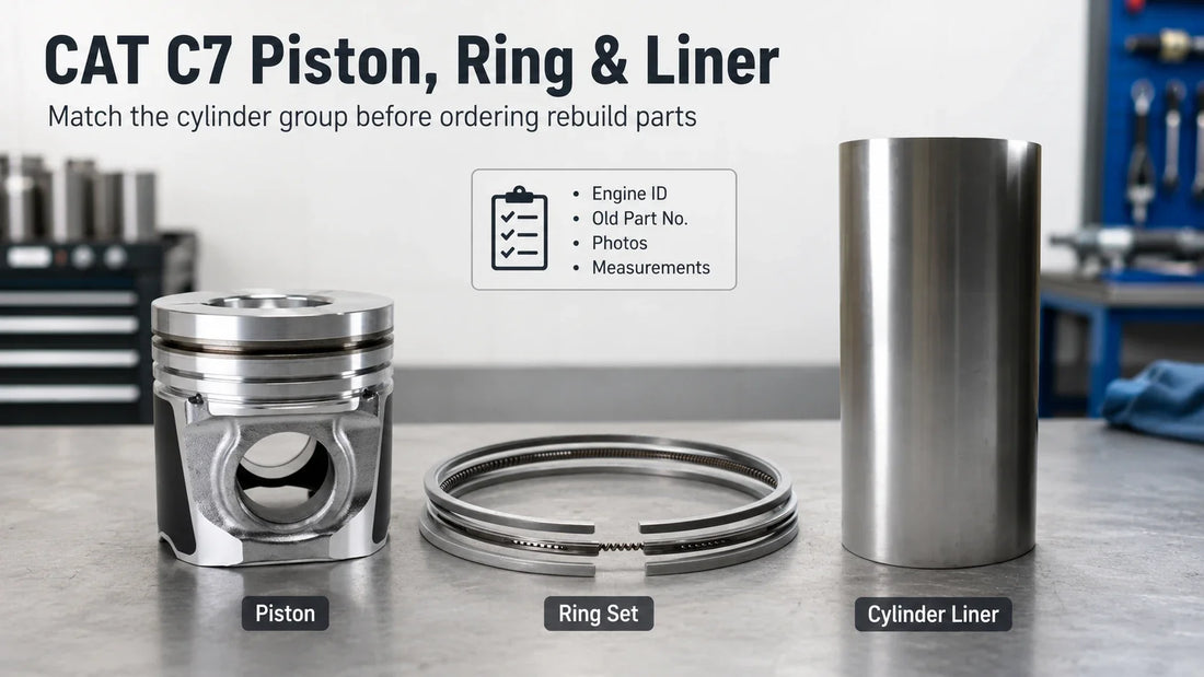 CAT C7 piston, piston ring set and cylinder liner matching guide before an engine overhaul