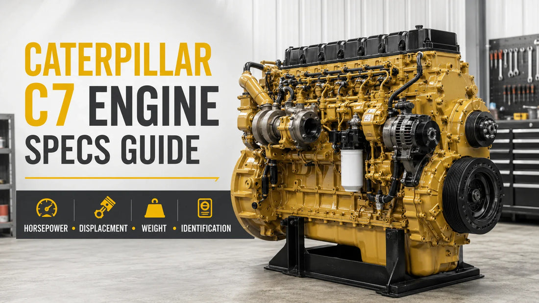 Caterpillar C7 engine specs guide covering horsepower displacement weight and identification