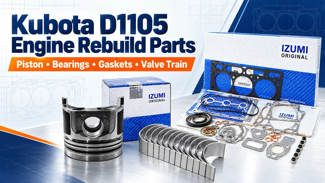 Kubota D1105 engine rebuild parts guide with piston bearings gaskets and valve train