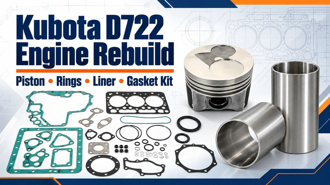 Kubota D722 engine rebuild parts guide with piston rings liner and gasket kit