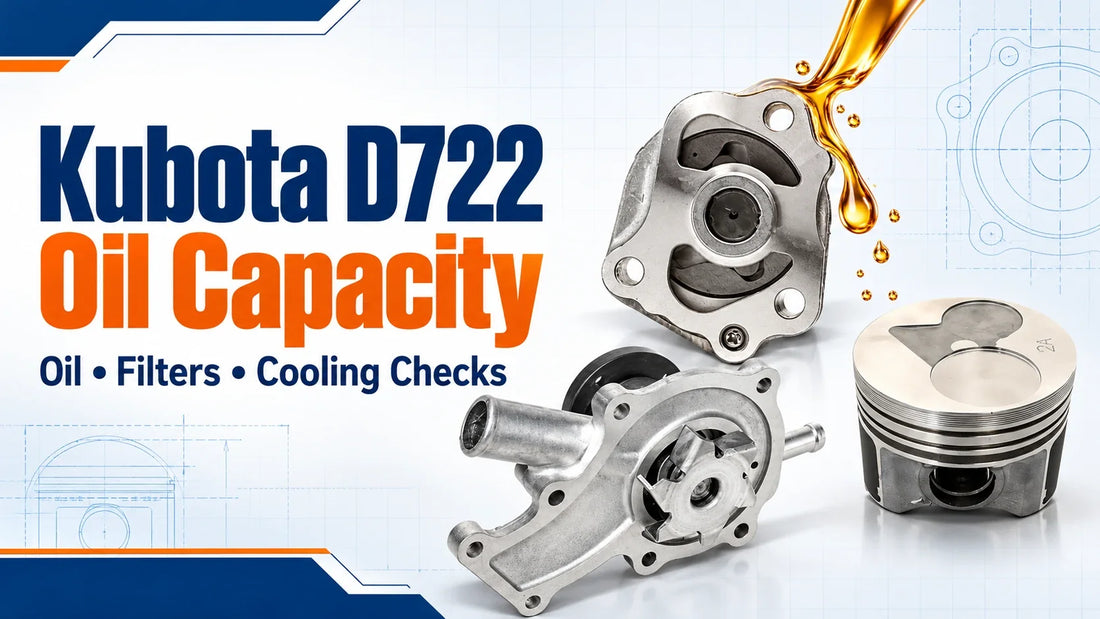 Kubota D722 oil capacity guide with oil pump water pump and piston maintenance references