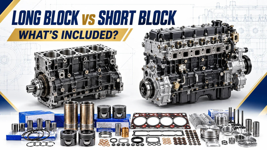 Long block vs short block engine comparison with rebuild components